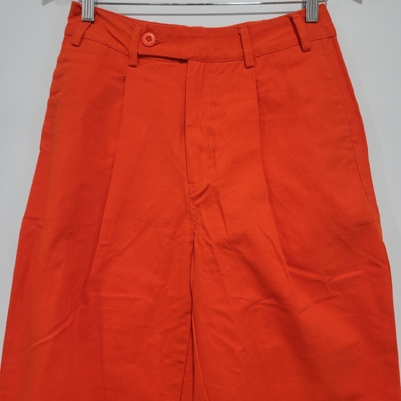 NWOT Free People Women's Orange Relaxed Pleated Boyfriend Chino Trousers size 0 - Picture 4 of 12